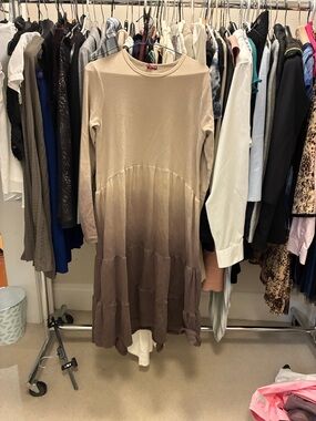 Women's Ombre Long-Sleeve Tiered Dress - Beige/Brown 👵MT